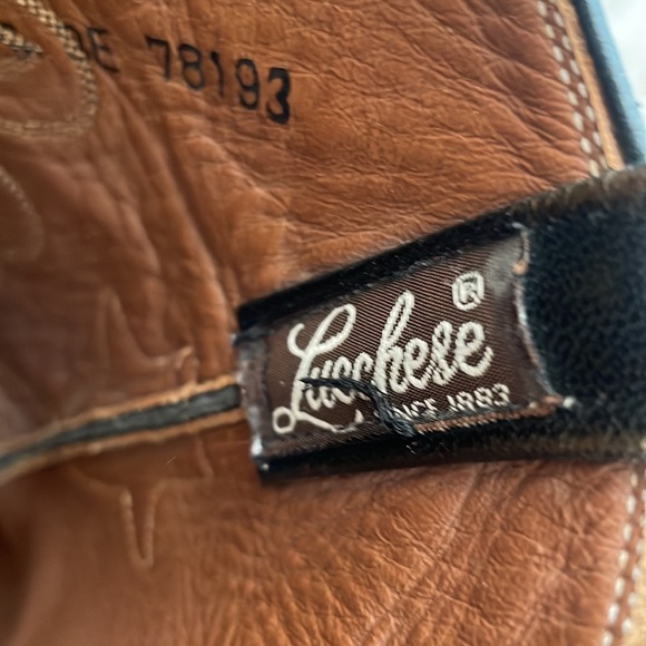 Vintage Lucchese Black Leather Classic Western Cowboy Boots 10/11 - Picture 14 of 15